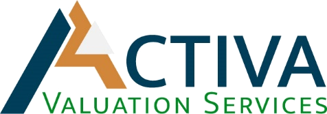 Activa Valuation Services logo featuring stylized letter A in blue, brown, and white, with the words ACTIVA Valuation Services in bold blue and green text, conveying a professional and trustworthy tone